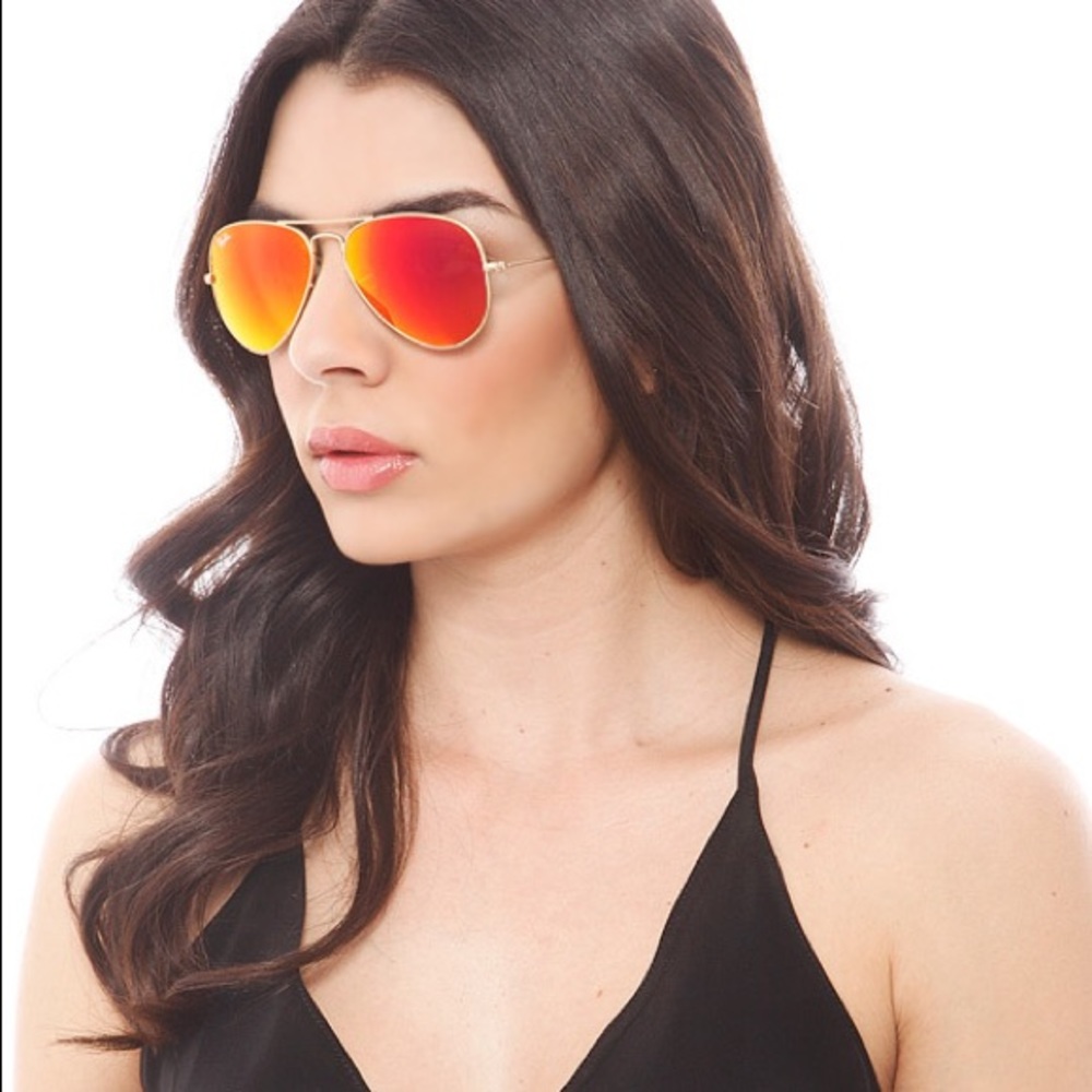 Rayban Aviators Flash Lenses Orange, Gold Frames